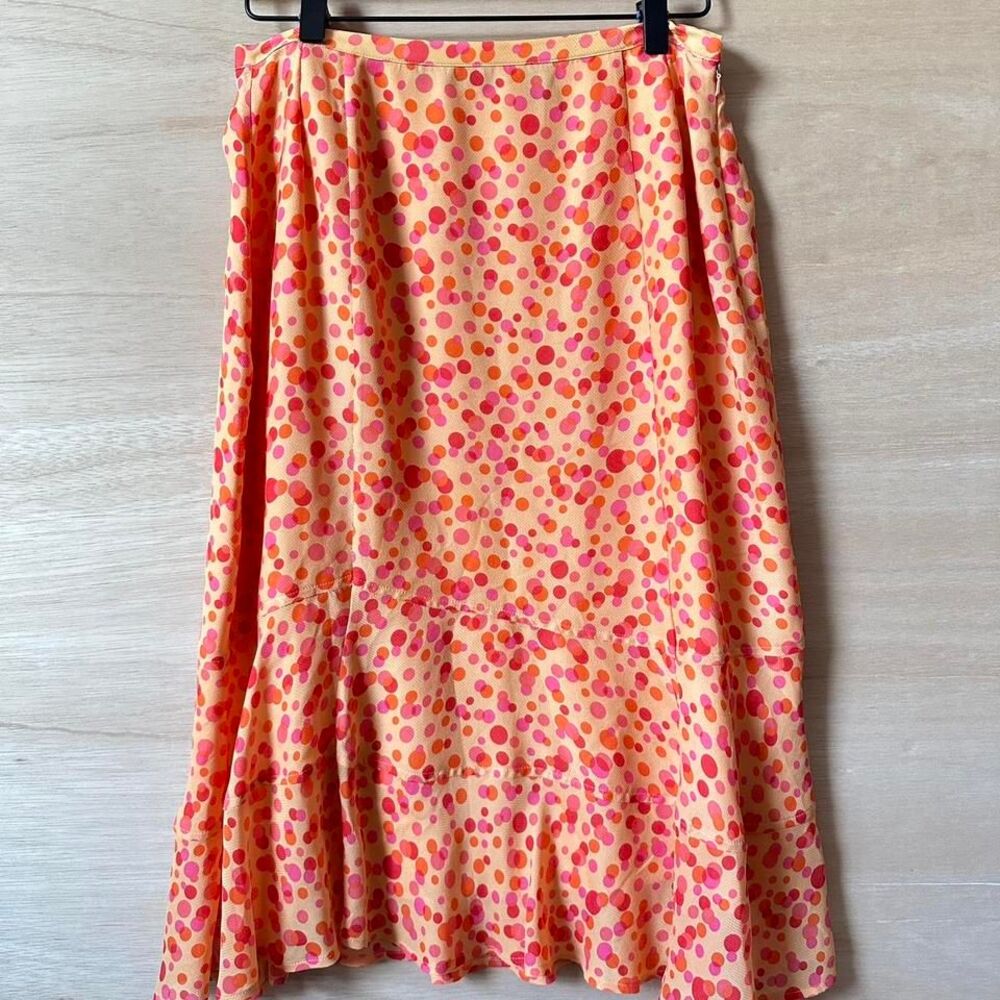 Y2K‎ orange polka dot skirt   With layered asymetrical hem.Valerie stevens.